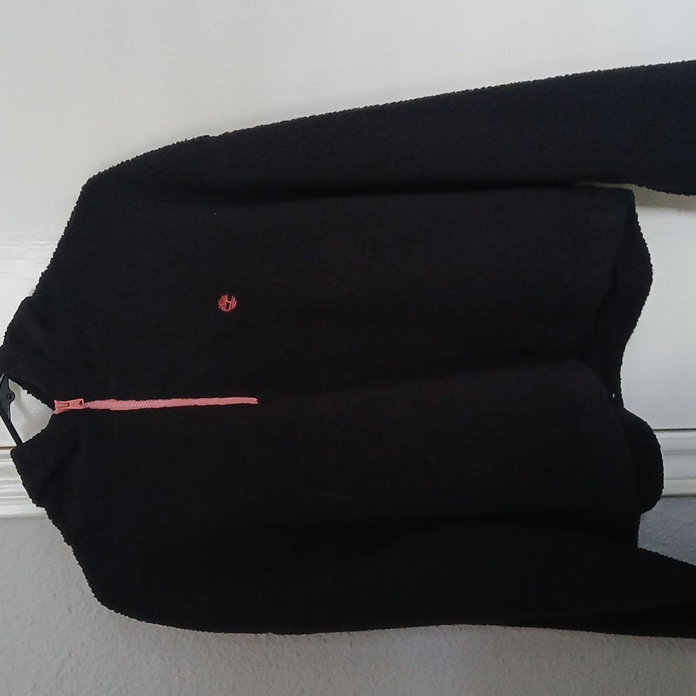 Timberland Black Hoodie with Pink Zipper